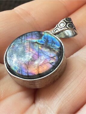 Labradorite Pendant | Purple Blue Iridescent Flash | Artisan Matte | [X] Inches